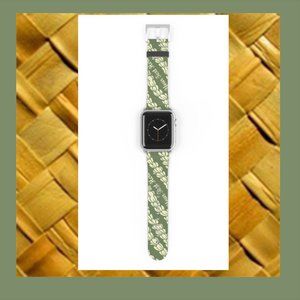 Apple Watch Bands-Hawaiian Lei Pikake Design-Green and Cream